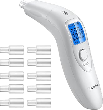Ketone Breath Analyzer Digital Ketosis Breath Tester Ketone Breath Meter for Tracking Ketosis Levels with 10 Replaceable Mouthpieces