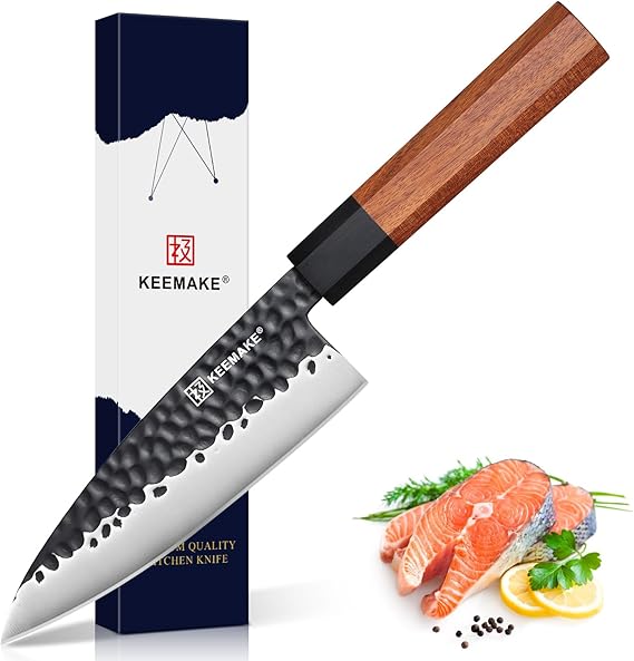 KEEMAKE Deba Knife 6 inch, Double Bevel Japanese 440C Stainless Steel