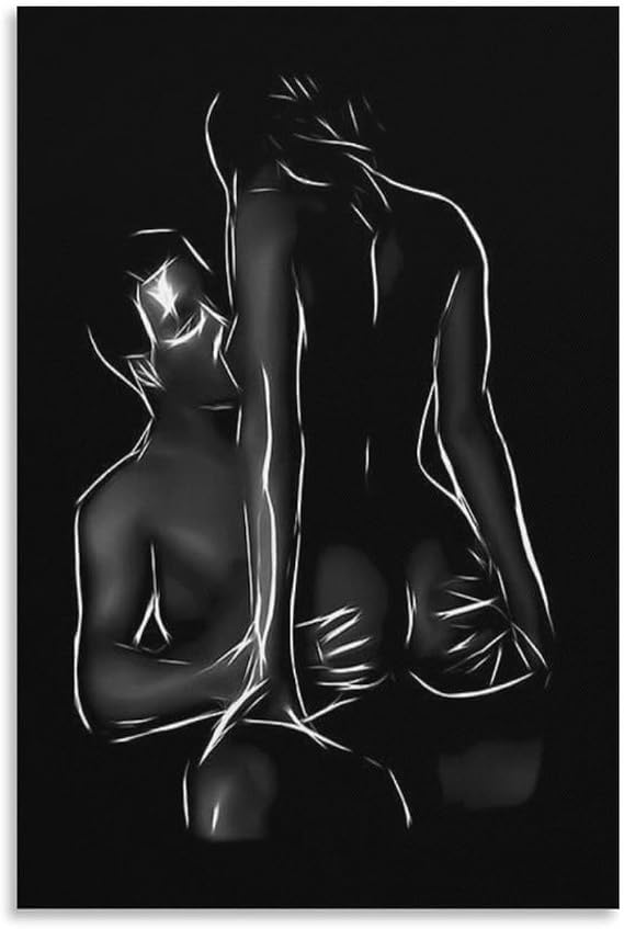 Sexy Wall Art for Bedroom - Modern Line Artwork Women And Men Nude Painting Wall Decor Black And White Sexy Couples Posters Canvas Wall Art Posters For Room Aesthetic