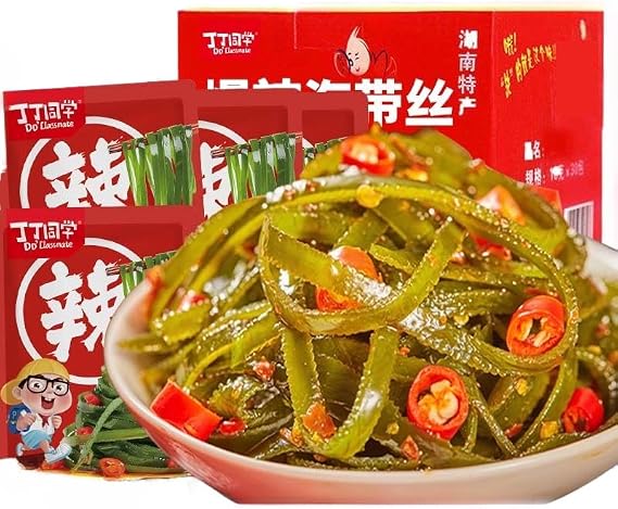 Spicy crispy kelp shreds, super spicy seaweed, Hunan red oil flavor, instant pickled vegetables 12g, Chinese latiao hot stick snacks, ready to eat kimchi, delicious pickles, casual snacks (10 packs)