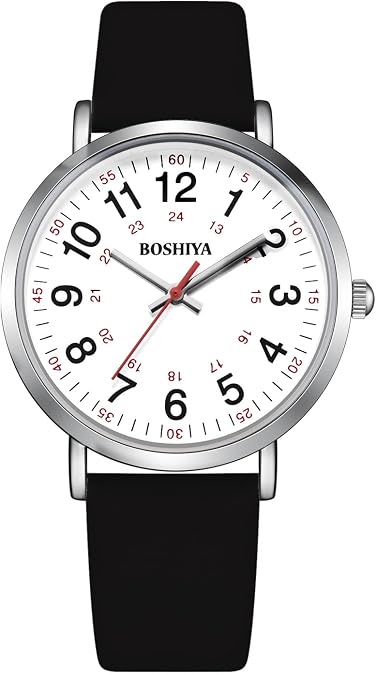 BOSHIYA Women's Easy Reader 36mm Watch Leather Band Watchs (White)
