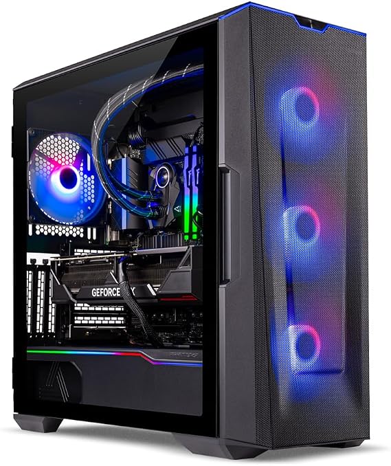 Skytech Eclipse Gaming PC Desktop i7 13700K 3.4 GHz, NVIDIA RTX 4080, 1TB NVME Gen4 SSD, 32GB DDR5 RAM RGB, 1000W Gold PCIE 5.0 PSU, 420mm AIO, 11AC Wi-Fi, Windows 11 Home 64-bit
