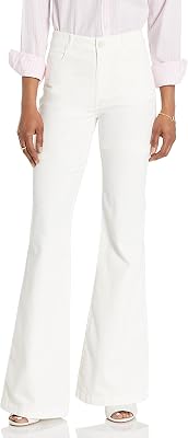 PAIGE Womens Genevieve Flare Mid Rise Corduroy in Ecru