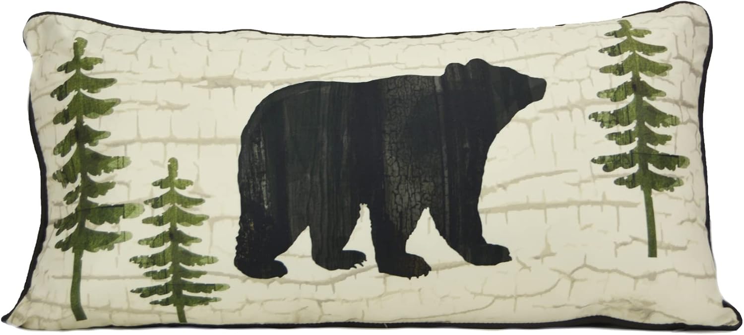 Donna Sharp Throw Pillow - Painted Bear Lodge Decorative Throw Pillow with Bear Pattern - Rectangle