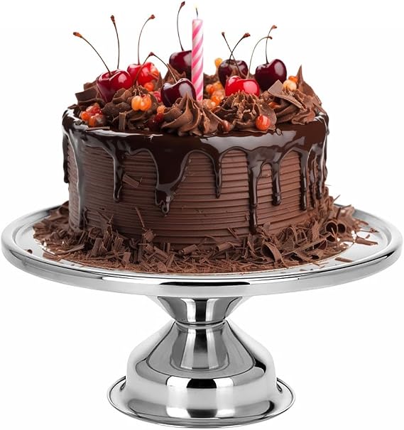 GEEZY Stainless Steel Cake Stands 13" - Round Silver Cup Cake Stand, Pedestal Cake Display, Perfect Baking Gifts - Ideal for Weddings, Christmas and Birthday