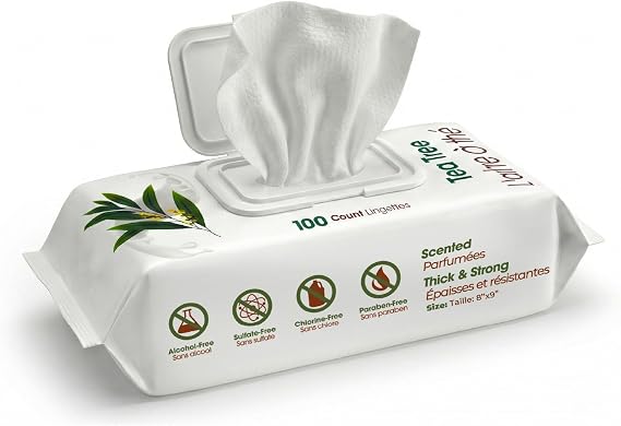 Best Pet Supplies Cleaning Dog Wipes - Cleansing Tea Tree, 100 Count