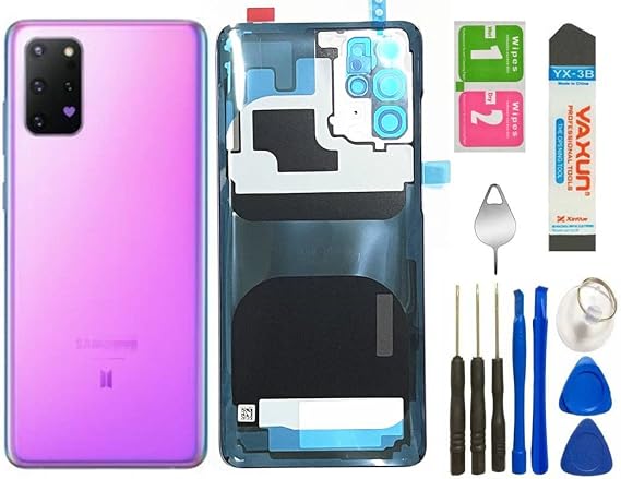DIY Galaxy S20 Plus 5G BTS Edition Back Glass Replacement Cover Housing Door with Camera Lens and Pre-Installed Tape for Samsung Galaxy S20+ 5G BTS Edition with Tools Purple (BTS Version-Purple)