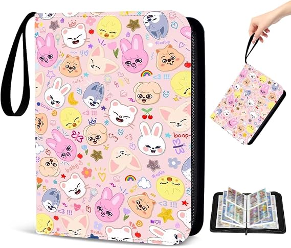 Stray Kids Photocard Binder, Skz Skzoo Photocard Holder, Stray Kids Merch, Trading Card Album Kpop 100 Pages Space for 400 Cards for Stay, Boys and Girls, Idol Photo Protector