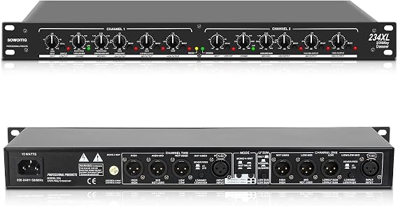 Audio Crossover, Professional 2/3-Way or 4-Way Mono Crossover with XLR Input & Output, Signal Processor for PA System with Subwoofer Support