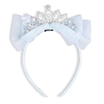 Huachi Princess Tiara Crown Headbands Cute Tulle Bow Tiaras Birthday Headband Tiaras Crowns Head Band Party Fairy Costume Hair Accessories Blue