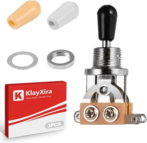 3 Way Guitar Switch, Heavy Duty DPDT Brass Toggle Switch with 3 Tips - Pickup Selector Upgrade, Replacement or Guitar Killswitch Mod
