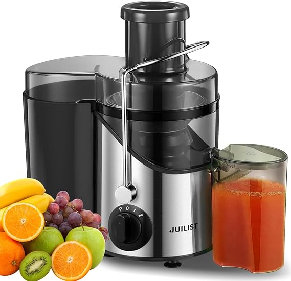 Juicer Machines Juilist, Centrifugal Juicers Max Power 900W, Juicers Whole Vegetables and Fruit with 3-Inch Mouth Food Chute, 3-Speed Setting, 400W Motor, Brush for Easy Cleaning, BPA-Free [Energy Class A+++]