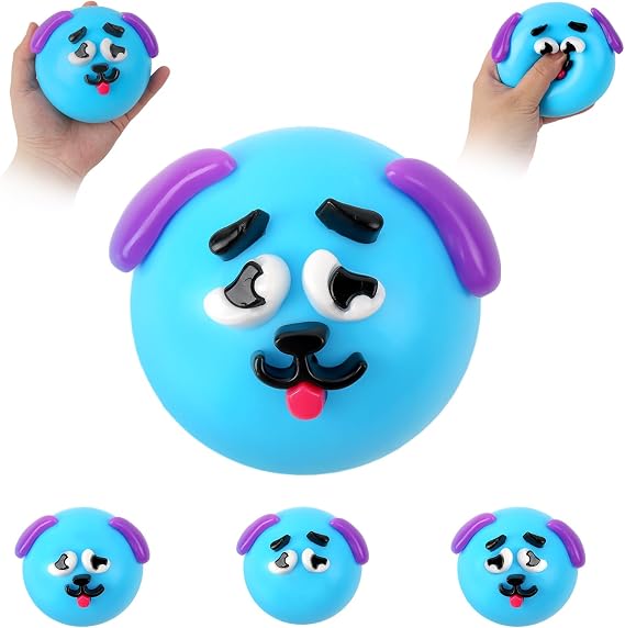 Smushers Squishy Sensory Toy with Interchangeable Dog Faces, Slow Rising Stress Relief Ball, Soft Moldable Fidget Squeeze Toy for Adults Anxiety, Office Desk Decor, Calming Sensory Gift