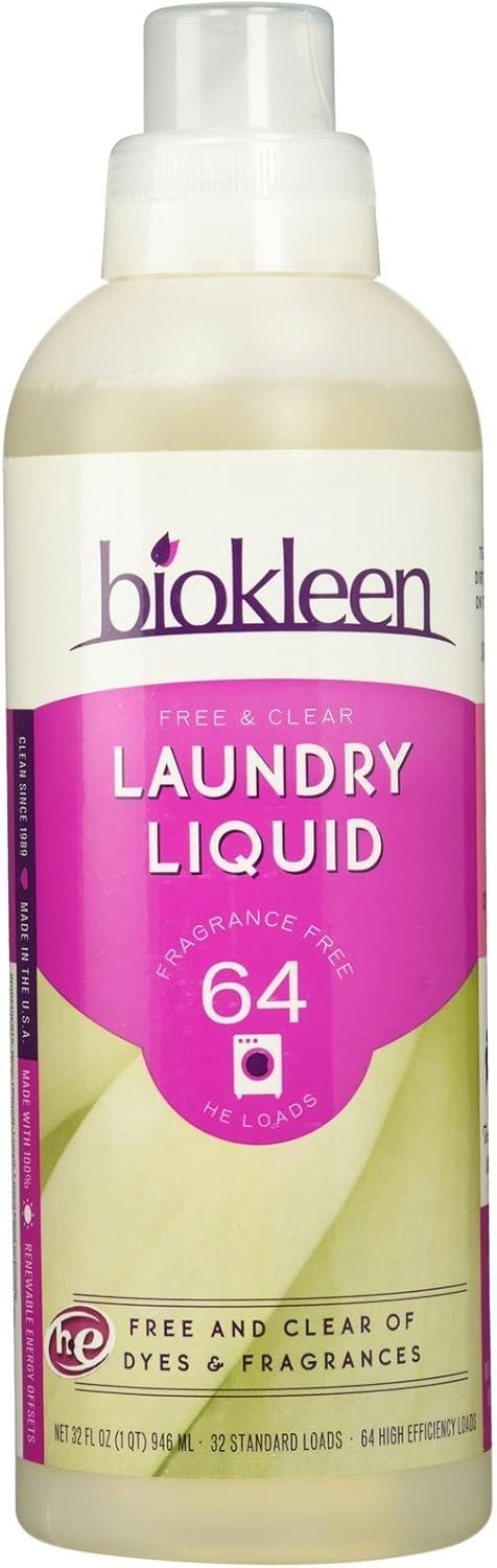 Biokleen Laundry Liquid, Free & Clear, 32 Fl Oz