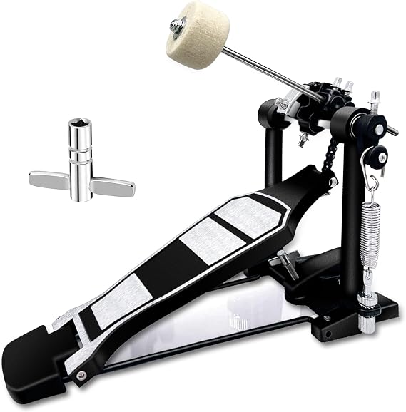 Bass Drum Pedal, Single Kick Drum Pedal with Heavy-Duty Footboard and Chain Drive