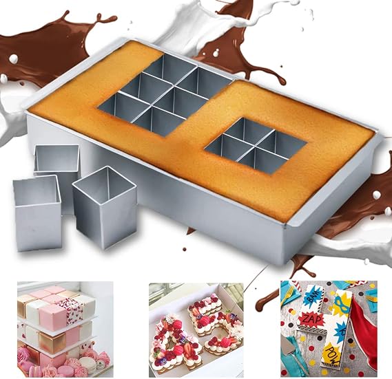 MEISHANG Adjustable DIY Baking Mould Set, Aluminium, Rectangular, Number & Letter Baking Mould, Cake Mould, Black