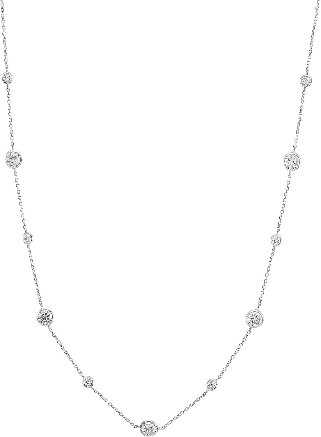 Silpada 'Marvel Me' Cubic Zirconia Station Chain Necklace in Sterling Silver, 16"  2"