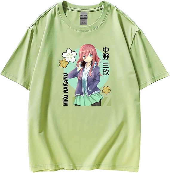 The Quintessential Quintuplets T-Shirt Anime Nakano Miku Cosplay Costume Graphic Printed Crew Neck Short Sleeve T-Shirts Sport Tops for Unisex