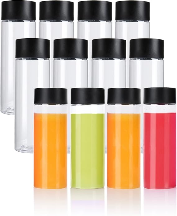 10oz/300ml 12 Pack Plastic Juice Bottles with Lids Empty Sensory Bottle