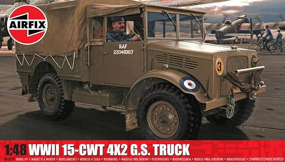 Airfix Model Set - A03313A WWII RAF 15-cwt 4 x 2 G.S. Truck Model Building Kit - Plastic Motor Vehicle Building Kit for Adults & Children 8+, Set Includes Sprues & Decals - 1:48 Scale