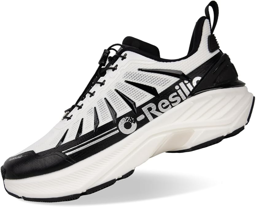 ONEMIX Men's Max Cushioned Quick Laces Hiking Walking Shoes with Arch Support Plantar Fasciitis Pain Relief Breathable Outdoor Trailing Running Sneakers Non Slip Trekking Camping Shoes