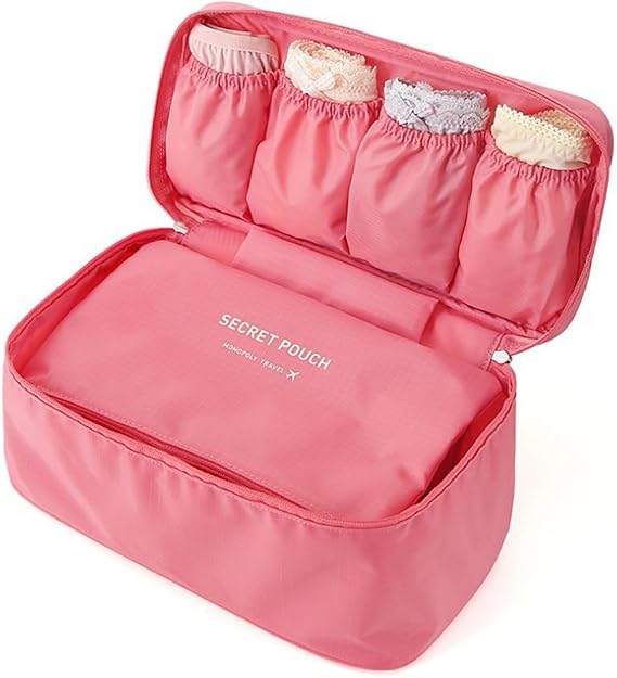 Vpang Portable Multi-Functional Socks Underwear Bra Organizer Case Travel Storage Bag Packing Cube Cosmetic Bag (Pink)