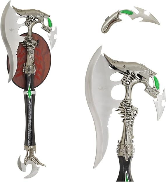 Alien Warrior Fantasy Battle Axe w/Dagger & Plaque New