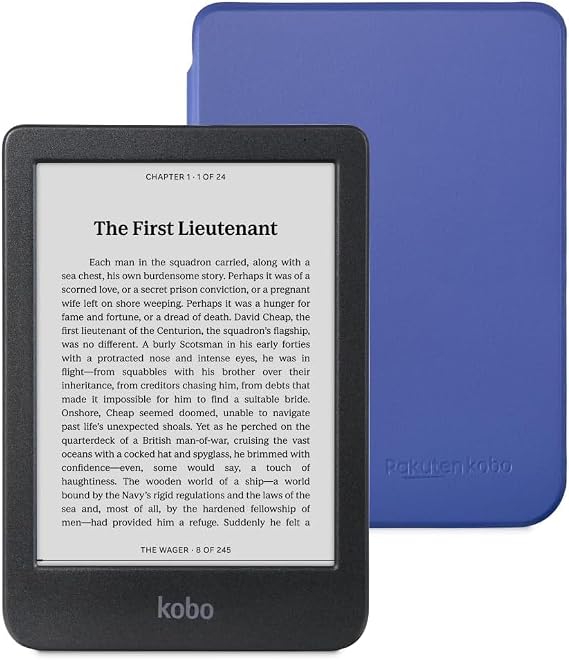 Kobo Clara BW Black eReader & Cobalt Blue SleepCover Bundle | 6” Glare-Free Touchscreen with ComfortLight PRO | Dark Mode Option | Waterproof | Built-in-2-Way Stand Cover