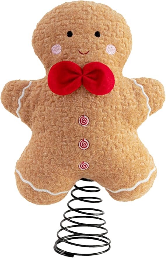 Gingerbread Man Christmas Tree Topper Decorations, Cute Plush Stuffed Gingerbread Ornaments Christmas Treetop Ornament Party Supplies Home Decoration For Outdoor Indoor Party