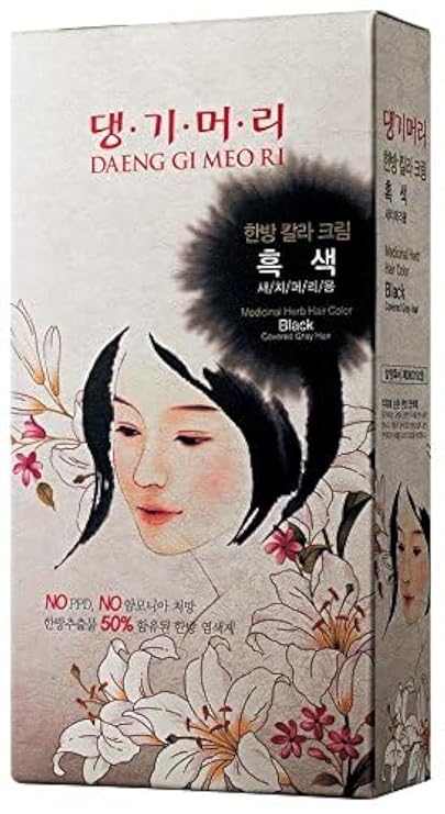 Daeng Gi Meo Ri Korean Herbal Hair Dye Color Cream, Black, 5 Oz