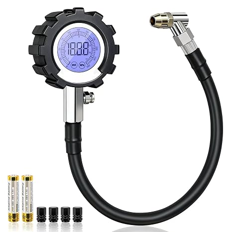 Digital Tire Pressure Gauge, 3-250 PSI Tire Gauges with Easy Read Extra-Large Backlit LED Screen for Car, Truck, Motorcycle, Bicycle Tire Pressure, Calibrated to ANSI B40.7 Grade 2A