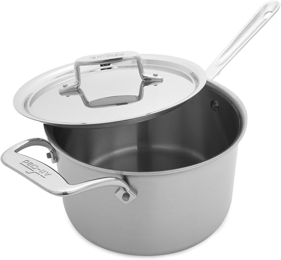 All-Clad D5 Stainless Steel 4 Qt Sauce Pan with Lid, Made in the USA