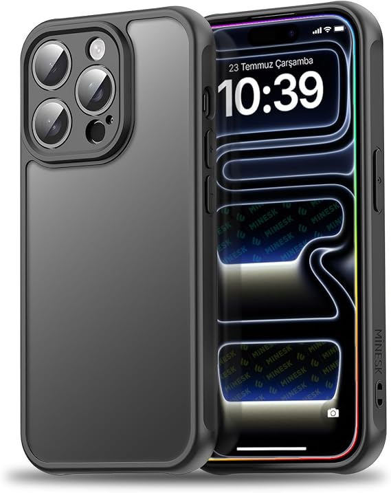 Minesk iPhone 11 Pro Max için MattCover Serisi Arkası Mat Polikarbonat Kenarları Silikon ve Köşeleri Güçlendirilmiş Kamera Korumalı ince Silikon Kılıf (Düz, 11 Pro Max)