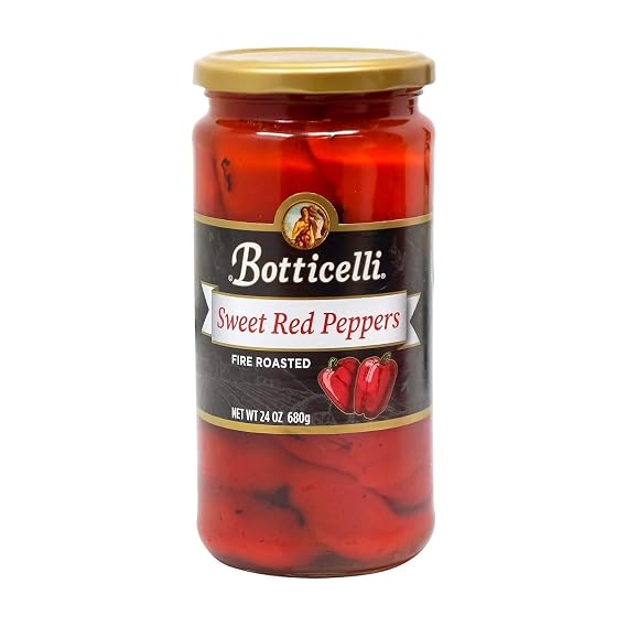 Fire Roasted Red Peppers (Pack of 1) - Ready-to-Use Sweet & Tender Red Roasted Peppers in a Jar for Sandwiches, Salad, Pizza & Any Recipes - 24oz