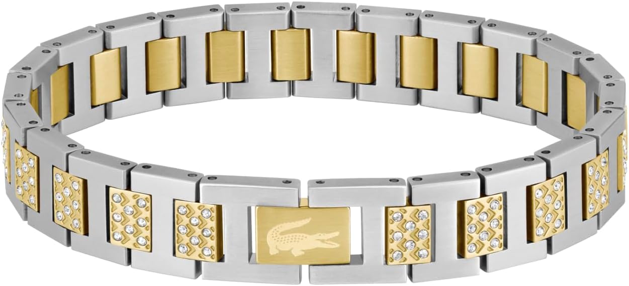 Lacoste Men's METROPOLE Collection Link Bracelet in Stainless Steel Embellished with Petit Piqué Pattern - 2040117