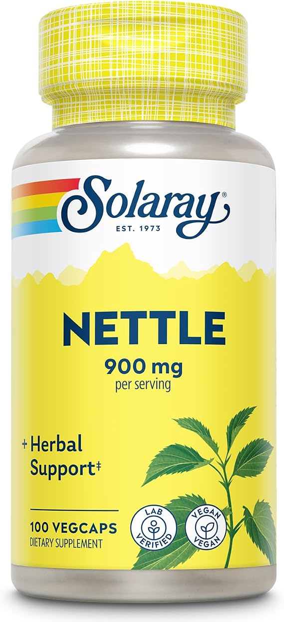 SOLARAY Nettle 900 mg - Organic Nettle Leaf Supplement - Kidney, Urinary, and Prostate Support - Traditional Use for Allergy Response and Respiratory Wellness - Vegan - 50 Servings, 100 VegCaps