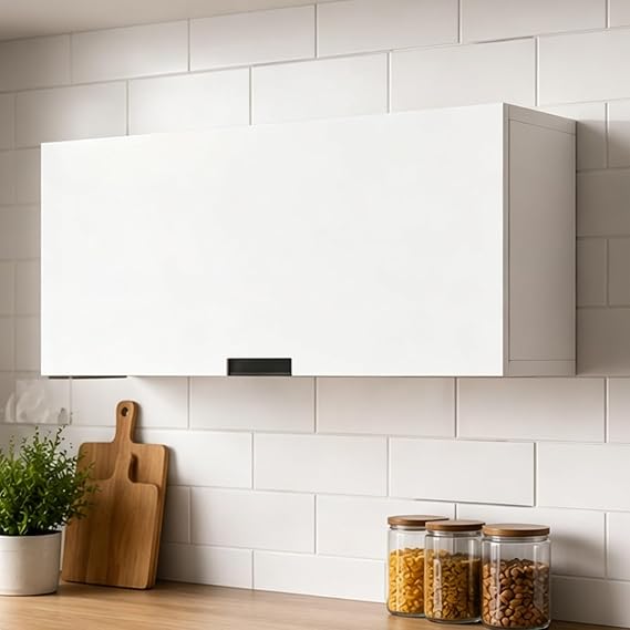 Modern Wall Mounted Storage Cabinet, Wooden Kitchen Wall Cabinet with Flip Up Door, Large Capacity Overhead Cupboard for Bathroom, Laundry Room, Balcony(70x25x30cm/28x10x12in)