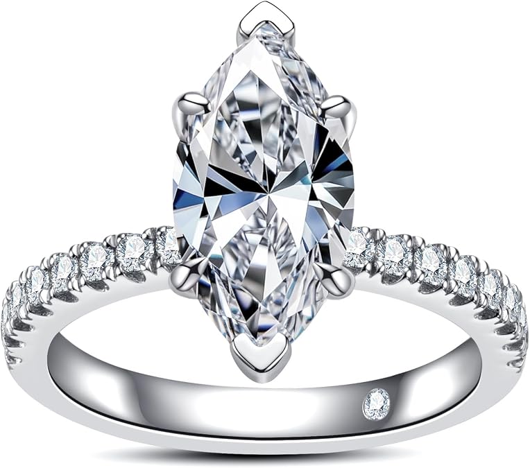 AnuClub Moissanite Engagement Ring, Total 4.3cttw D Color Round/Oval/Asscher Cut, 925 Sterling Silver Promise Anniversary Rings for Women, Elegant Gift Packed