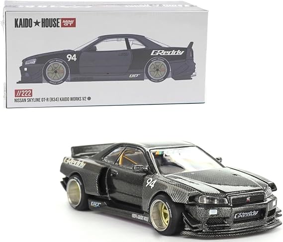 Mini GT 1/64 Ölçekli Die-Cast KaidoHouse Nissan Skyline GT-R (R34) Kaido Works GReddy V2 Model Araba