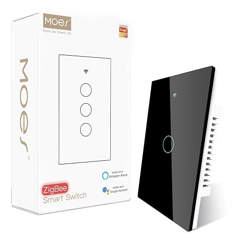 MOES Zigbee Smart Switch 1 Gang, Require MOES Zigbee Hub and Neutral, Black