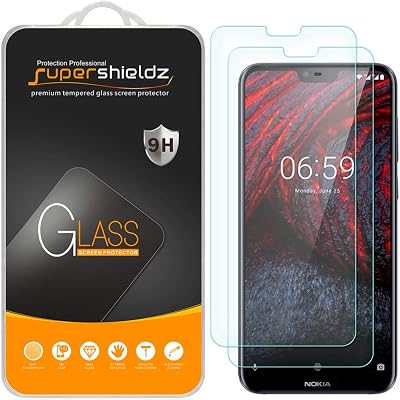Supershieldz 2 Pack Designed for Nokia 6.1 Plus Tempered Glass Screen Protector, 0.33mm, Anti Scratch, Bubble Free