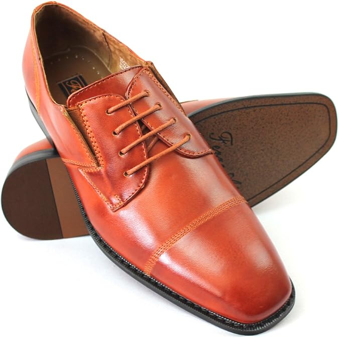 Ferro Aldo Mens Cognac Brown Cap Toe Oxfords Dress Shoes 19283