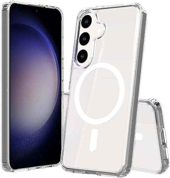 Coverzone Samsung Galaxy S21 FE ile Uyumlu Transparent Manyetik Magsafe ile Uyumlu, Tam Gövde Koruyucu Kılıf İnce CrystalClear Telefon Kılıfı PMMA - Şeffaf