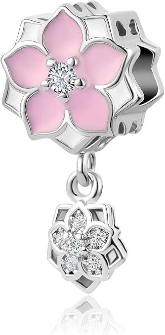 Women Charm for Bracelets Balloon Flower Dangle Clear CZ Pendant Bracelets Charm Bead Women Family Friend Classmate Daughter Cousin Mom Lover Christmas Birthday