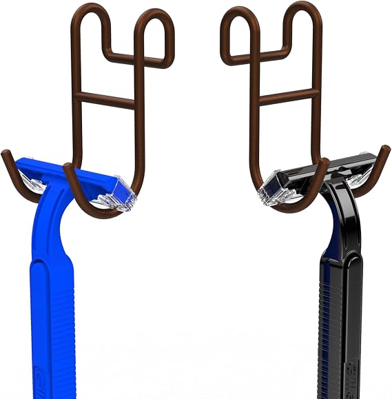 Bronze Shower Caddy Hooks, Shower Caddy Hooks, Razor Hanger for Shower, Shower Shelf Hooks, Shower Hooks for Loofah, Razor Holder 2 Pack Open