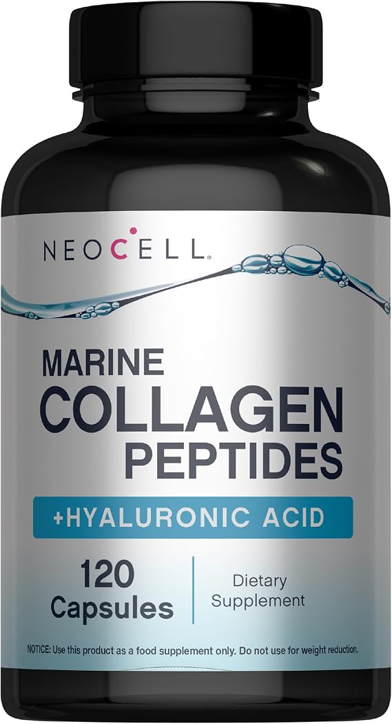 NeoCell Marine Collagen Peptides Capsules | 120 Pills | with Hyaluronic Acid | Plus Vitamin C | for Women and Men | with Hyaluronic Acid | Plus Vitamin C | for Women and Men