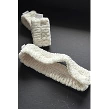 Mikrofiber Welsoft Saç Bandı ve Bileklik Seti, Yumuşak Beyaz, Yüz Yıkama ve Makyaj İçin, Kırmızı Keseli, 3 Parça