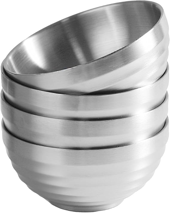 IMEEA 10 Oz Snack Bowls Small Stainless steel Bowls for Soup, Cereal and Ice Cream, Set of 4