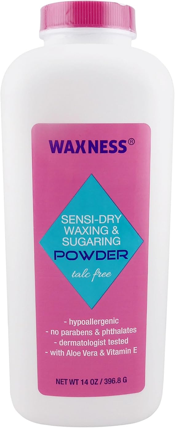 Waxness Sensi Dry Waxing & Sugaring Powder 14 oz (397 g) Moisture Absorbing Pre Wax Powder for Waxing & Sugaring, Professional Use