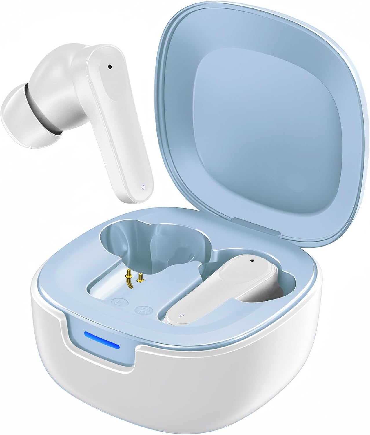 Translation Earbuds Real Time for iPhone Android Ai Noise Cancelling Wireless 5.4 3-in-1 Free-Clip 144-language Two-Way Translator Device HD Sound White